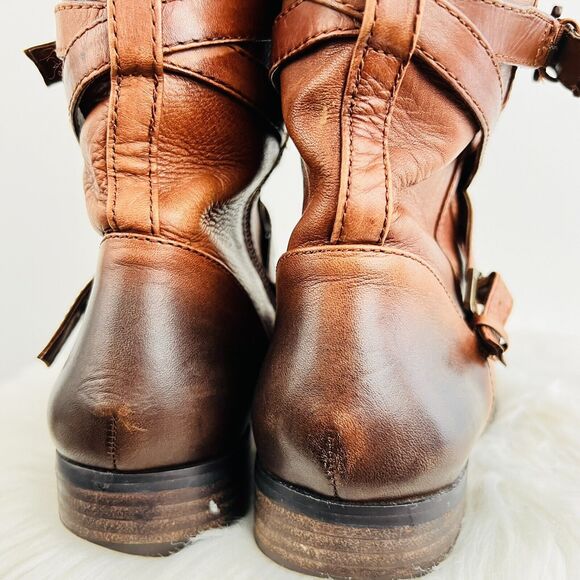 Arturo Chiang Fierce Whisky Brown Leather Zip Knee High Boots ~ Womens Size 8.5M - Picture 7 of 11